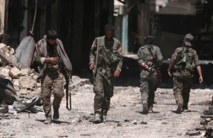 Milicianos kurdos en Minbej Milicianos kurdos en Minbej