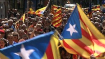 Manifestantes en defensa de la identidad catalana en Perpiñán Manifestantes en defensa de la identidad catalana en Perpiñán