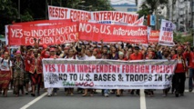 Manifestación contra las bases militares estadounidenses en Manila, Filipinas