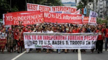 Manifestación contra las bases militares estadounidenses en Manila, Filipinas Manifestación contra las bases militares estadounidenses en Manila, Filipinas