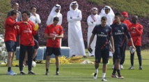 Jugadores del club de fútbol Paris Saint Germain, propiedad de Qatar Sports Investments
