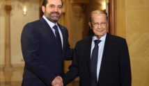 El presidente del gobierno Saad Al Hariri-a la izquierda-y el presidente de la república Michel Aoun