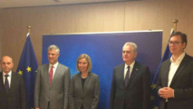 De izquierda a derecha, Thaci, Mogherini y Nikolic De izquierda a derecha, Thaci, Mogherini y Nikolic