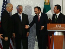 De izquierda a derecha, Kelly, Tillerson, Videgaray y Osorio Chong en México De izquierda a derecha, Kelly, Tillerson, Videgaray y Osorio Chong en México