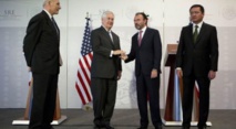 De izquierda a derecha Kelly, Tillerson, Videgaray y Osorio Chong en Ciudad de México De izquierda a derecha Kelly, Tillerson, Videgaray y Osorio Chong en Ciudad de México