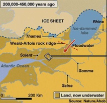 Un esquema representa cómo se produjo la inundación del canal de la mancha Un esquema representa cómo se produjo la inundación del canal de la mancha