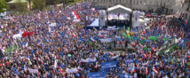 Manifestantes contra el gobierno en Varsovia.