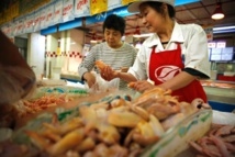 Vendedoras de pollo en China