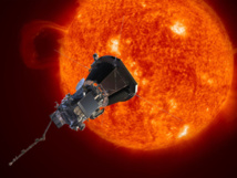 Representación artística de la sonda ante el sol