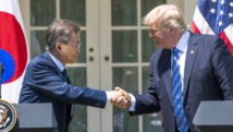 Trump-a la derecha-con el presidente de Corea del Sur Trump-a la derecha-con el presidente de Corea del Sur