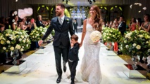 Leo Messi, Antonella Roccuzzo y el hijo de ambos, durante la boda. Leo Messi, Antonella Roccuzzo y el hijo de ambos, durante la boda.