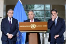 De izquierda a derecha, Akinci, Guterres y Anastasiades.