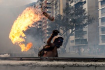Un manifestante durante las protestas Un manifestante durante las protestas