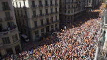 Manifestantes a favor de la unidad de España en Barcelona. Manifestantes a favor de la unidad de España en Barcelona.