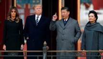 De izquierda a derecha, Melania Trump, Donald Trump, Xi Jinping y Peng Liyuan