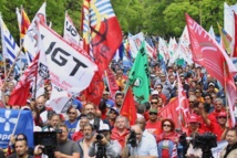 Manifestación en Uruguay durante el encuentro