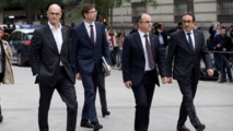 Cuatro de los consejeros del gobierno catalán que serán liberados hoy, de izquierda a derecha: Romeva, Mundó, Turull y Rull.