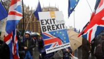 Manifestantes británicos a favor de permanecer en la Unión Europea