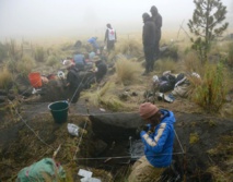 La excavación cerca del volcán Iztaccíhuatl