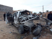 Un coche alcanzado por los estadounidenses