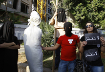 Protesta contra la ejecución frente a la embajada Saudí en Beirut.