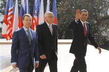 Dimitri Medvedev, Vaclav Klaus y Barak Obama