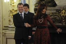 El presidente ruso, Dmitri Medvedev y la presidenta argentina, Cristina Fernández