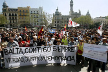 Manifestantes en Valencia, España