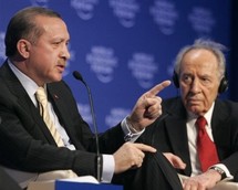 Rajab Taib Erdogan y Shimon Peres