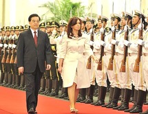 Hu Jintao y Cristina Fernández