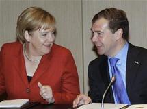 Angela Merkel y Dmitri Medvedev