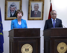 Catherine Ashton y Salam Faiiad, en Ramala