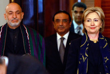 Hamid Karzai, Asif Ali Zardari y Hillary Rodham Clinton