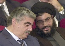 Rafiq alHariri y, a la derecha,Hasan Nasralá