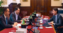 De izquierda a derecha, Di Maio, Salvini y Conte De izquierda a derecha, Di Maio, Salvini y Conte