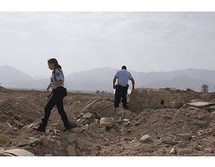 Lugar donde cayó un cohete, en Eilat