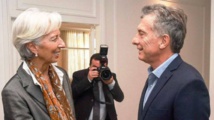 La presidenta del FMI, Lagarde, y el presidente de Argentina, Macri