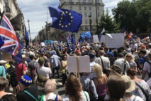 Manifestantes pidiendo un segundo referéndum y permanecer en la Unión Europea