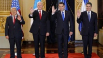 Mike Pence y los presidentes de Guatemala, El Salvador y Honduras