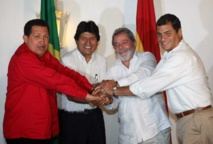 De izquierda a derecha, Chávez, Morales, Lula y Correa