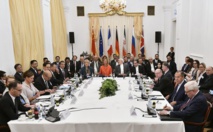 Los ministros de Exteriores de Irán, China, Rusia, Alemania, Francia, el Reino Unido y la UE, en Viena.