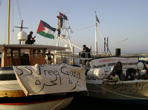 Uno de los barcos que llegó a Gaza