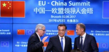 De izquierda a derecha, Juncker, Li Keqiang y Tusk