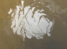 El casquete de hielo del polo sur de Marte, fotografiado por la nave Mars Global Surveyor (NASA)