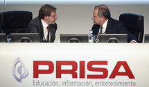 Juan Luis Cebrián y, a la derecha, Ignacio de Polanco, en una junta de accionistas de Prisa Juan Luis Cebrián y, a la derecha, Ignacio de Polanco, en una junta de accionistas de Prisa