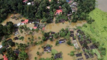Casas inundadas en Kerala
