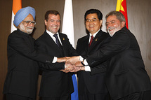 Los presidentes de India, Rusia, China y Brasil.