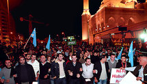 Manifestación de partidarios de Saad Al Hariri en Beirut, ayer.