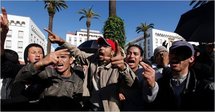 Manifestantes en Rabat, Marruecos.