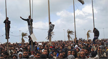 Manifestantes en Bengasi, Libia.